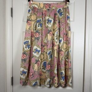Norton McNaughton Vintage 80s/90s Floral Boho Cottagecore Pleated Maxi Skirt 16